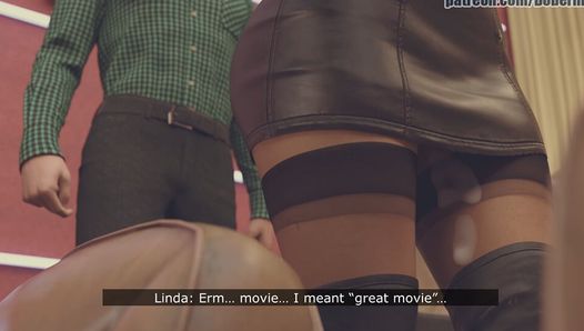 DobermanStudio - Linda в кинотеатре, вкусная неверная задница, глотающая огромный черный член перед ее бойфрендом-куколдом