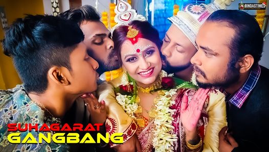 Gangbang Suhagarat - Indyjska żona bardzo 1 suhagarat z czterema mężczyznami (cały film)