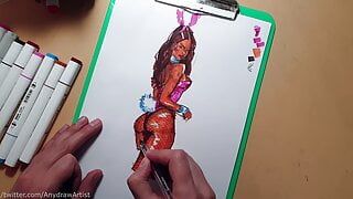 Zeichentechnik, weibliche sexy Figur, Speed-Drawing