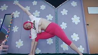 Cute Latina Milf Yoga Workout Flashing Big Boobs Nip slip See through Leggings