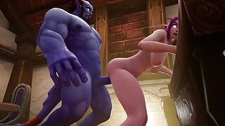 Blauer mann mit elf - Warcraft Porno-parodie