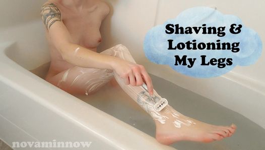 Nova Minnow rasiert sich Beine im Bad und Lotion an den Füßen