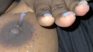 Front Seat CUM & Dick Beat On Big Soft Ebony Boobs