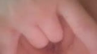 Cheating white wife finger fucks her shaved pussy