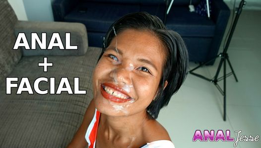 Anal und Gesichtsbesamung für glückliche thailändische Spermaschlampe