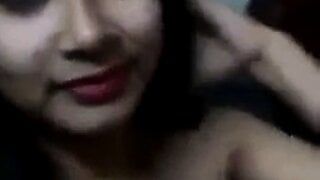Nettes und sexy rotes Punjabi-Mädchen macht nackte Show