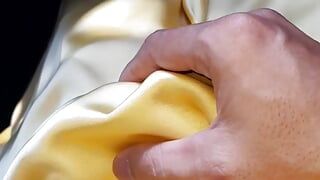 Satin, seidengold, kleid, masturbation, kommen