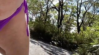 Bike riding and adventures in purple bikini