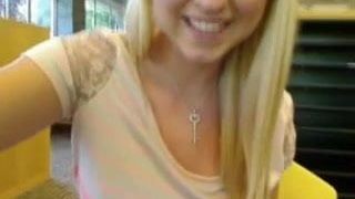 amateur blond masturbates and squirts in the library WF
