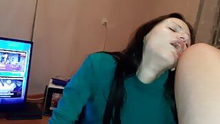 My girlfriend sucked my clit and licked my legs - Lesbian-illusion