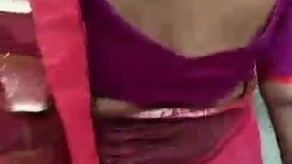 Sexy rosa Bluse Saree indisches Bhabhi