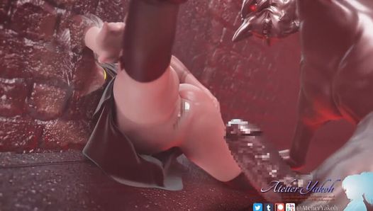 Atelieryakoh – Goblin schwanzjäger episode 2. Leckerer asiatischer dicker arsch gibt vor, an der wand stecken zu bleiben, um sperma von vielen schwänzen zu erhalten