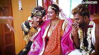 Desi Königin BBW Sucharita voller Vierer Swayambar Hardcore erotische Nacht Gruppensex Gangbang kompletter Film (Hindi Audio)