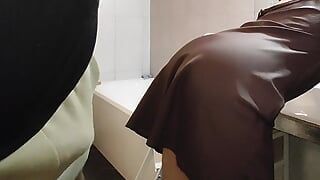 I saw my husband fucking the cleaning lady in the toilet and recording it!