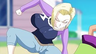 Android Quest for the Balls - Dragon Ball parte 1 - Android 18 com tesão o biquíni por loveskysanx