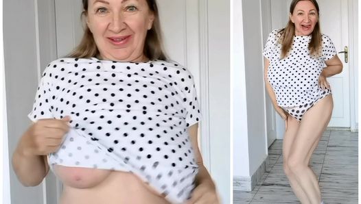 Twirling in Dots: Sexy Tanzspaß der vollbusigen oma MariaOld