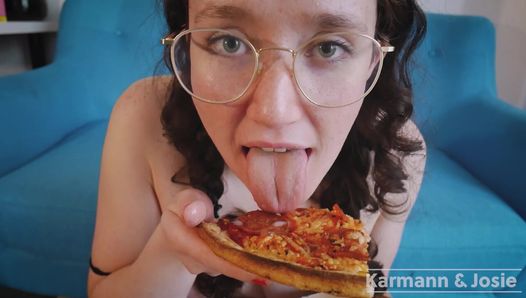 CUMINOS PIZZA: Italienischer typ wird wütend auf irische schlampe, nachdem sie amerikanische pizza nach hause gebracht hat