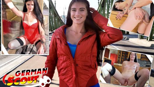 GERMAN SCOUT - Magrinha alta adolescente Lana Lenani com pernas longas e cabelo no casting
