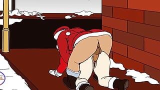 Hungriger sexhungriger Santa wird in der Öffentlichkeit von einem brook-hustler im freien gefickt