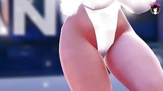 Sexy MILF mit riesigen Titten im sexy Bunny-Anzug tanzt (3D HENTAI)