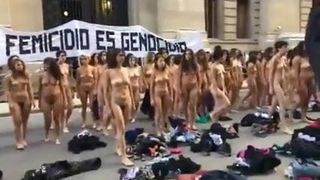 Nude  women protest in Argentina -colour version