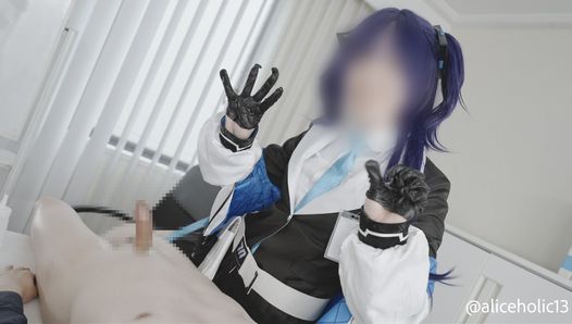 BlueArchive Yuka Hayase и женское доминирование с косплеем в перчатках и лосьоном