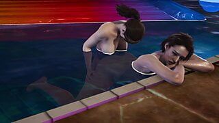 Lesben-Futa Claire Redfield und Jill Valentine - perfekte Körper am Pool