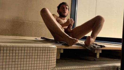 Risky public jerking after sauna