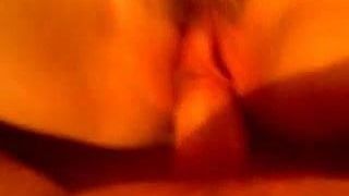 my wife gets fucked cum inside then uses cum to masturbate