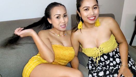 Dicke thailändische lesbische freundinnen mit dicken möpsen haben sexuellen spaß in diesem selbstgedrehten video