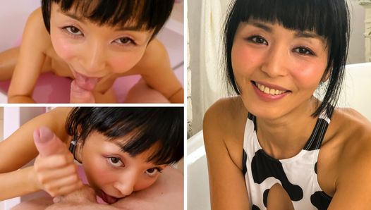 Entzückendes japanisches Mädchen Marica Hashes selbstgedrehtes Porno-Video in einem Kuhmädchen-Bikini