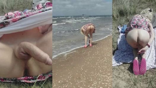 Missrose ts - blonde schwedische Transe Valkyrie öffentlicher FKK-Strand-Fum - u. Rock-Masturbation - nackt mit dem Fahrrad unter den Kleid-TS