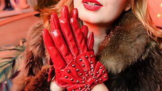 Mein neues Nahaufnahmen-Fetisch-Video mit roten Lederhandschuhen mit Arya - asmr relaxing sounding