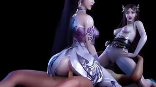 Jovem princesa faz sexo em grupo com os comanders - 3D Hentai V544