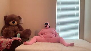 Rosa Zentai BBW masturbiert