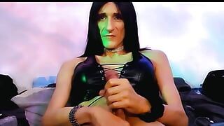 Solo trans mistress LuvNuk69 masturbates - cumshot last pump hits her face