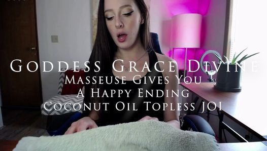 La massaggiatrice ti dà un lieto fine - topless di olio di cocco topless istruzioni per sborrare