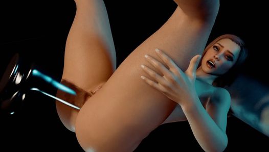 Busty Girl a un gode anal en verre : Porno 3D