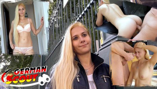 GERMAN SCOUT - Schuechternes zartes Teen Haley Hunter beim ersten Porno Casting