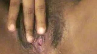 Ebony Jizzies Teasing & Fingering Her Hairy & Wet Pussy