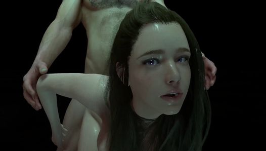 Nettes brünettes Mädchen liebt anales Stehen mit ihren zurückgezogenen Händen: 3D-Porno