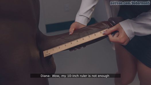 Dobermans - une femme chevauche une grosse bite noire au travail, une femme infidèle se tape une grosse bite noire pendant que son copain est absent - Diana 05