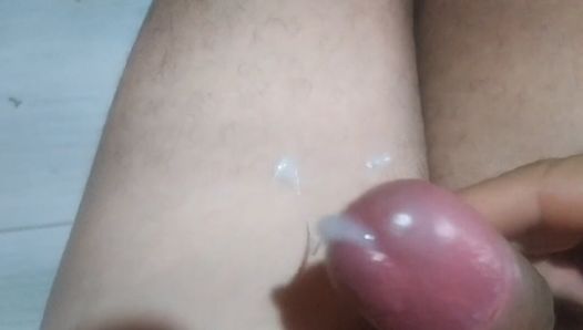 Daddy spurting a lot of cum and sucking it with lollipop.