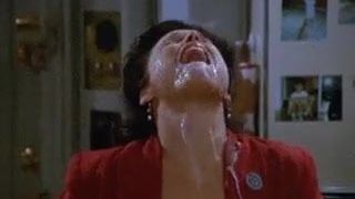 Rozwiązła dziwka Elaine benes pieni się w ustach z brudną spermą!