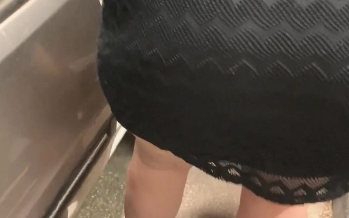 Lady Oups exhib & slave stepmom: Gas Station No Panties in Micro Dress