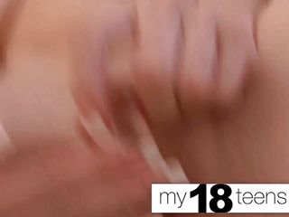 My 18 Teens: MY18TEENS – крошка мастурбирует мокрую киску со стеклянным дилдо