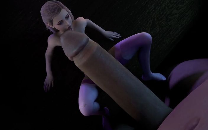 Wraith ward: Blonďatá dívka se snaží co nejlépe uspokojit ptáka giganta: 3D Porno