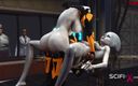 SciFi-X transgender: Futa sexuální robot si hraje s mimozemšťankou ve sci-fi laboratoři