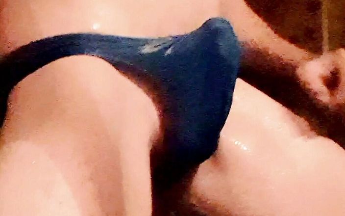 Madaussiehere: Blue swimsuit wet and soapy