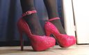 TLC 1992: Coxa preta, meias altas lindas Fuchsia Gem Heels